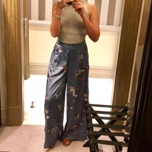 Hello Molly Blue Floral Silk Pants